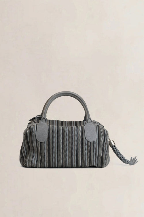 Delvaux Grey Gelato Toile De Cuir Leather Top Handle Bag