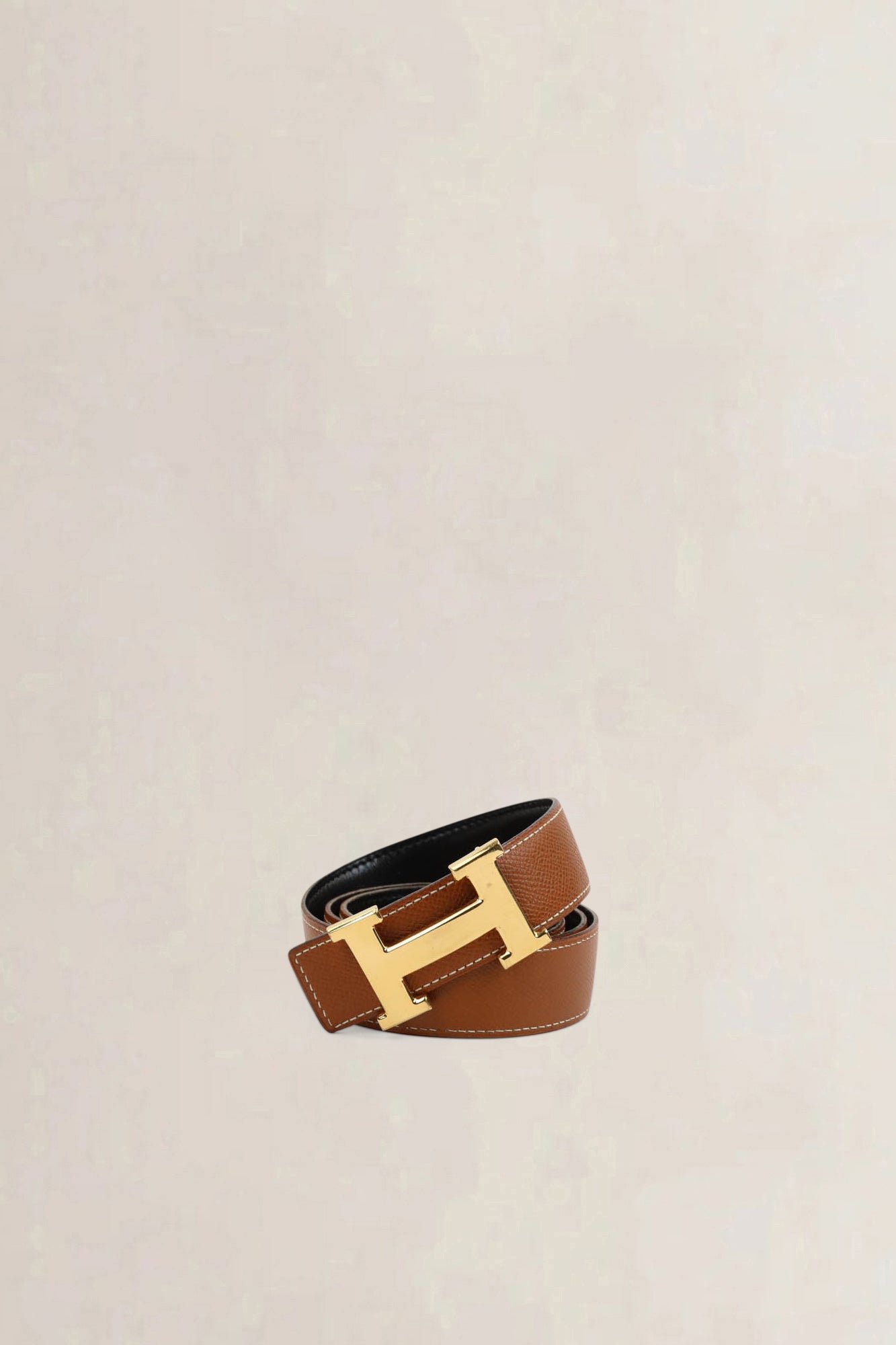 Hermès Reversible H Buckle Black/Gold Belt 80