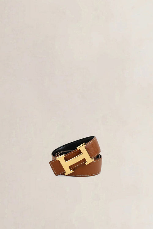 Hermès Reversible H Buckle Black/Gold Belt 80