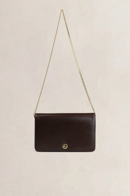 Christian Dior Brown Leather Chain Shoulder Bag