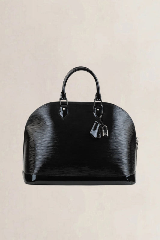 Louis Vuitton Black Patent Leather Alma GM Top Handle Bag