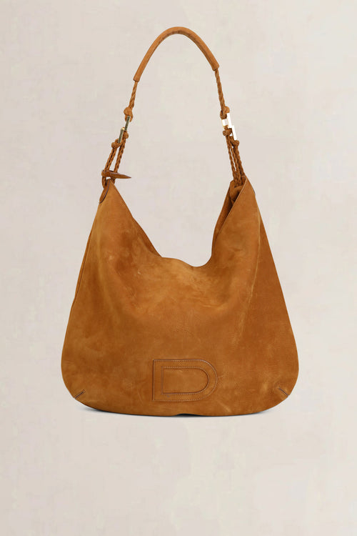 Delvaux Cognac Louise Nubuck Schoudertas