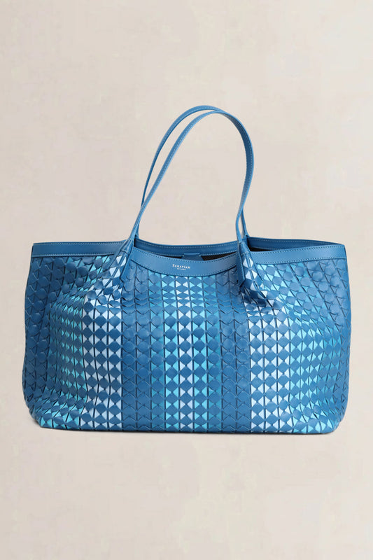 Bespoke Serapian Blue/Turquoise Unique Milano Secret Tote Bag