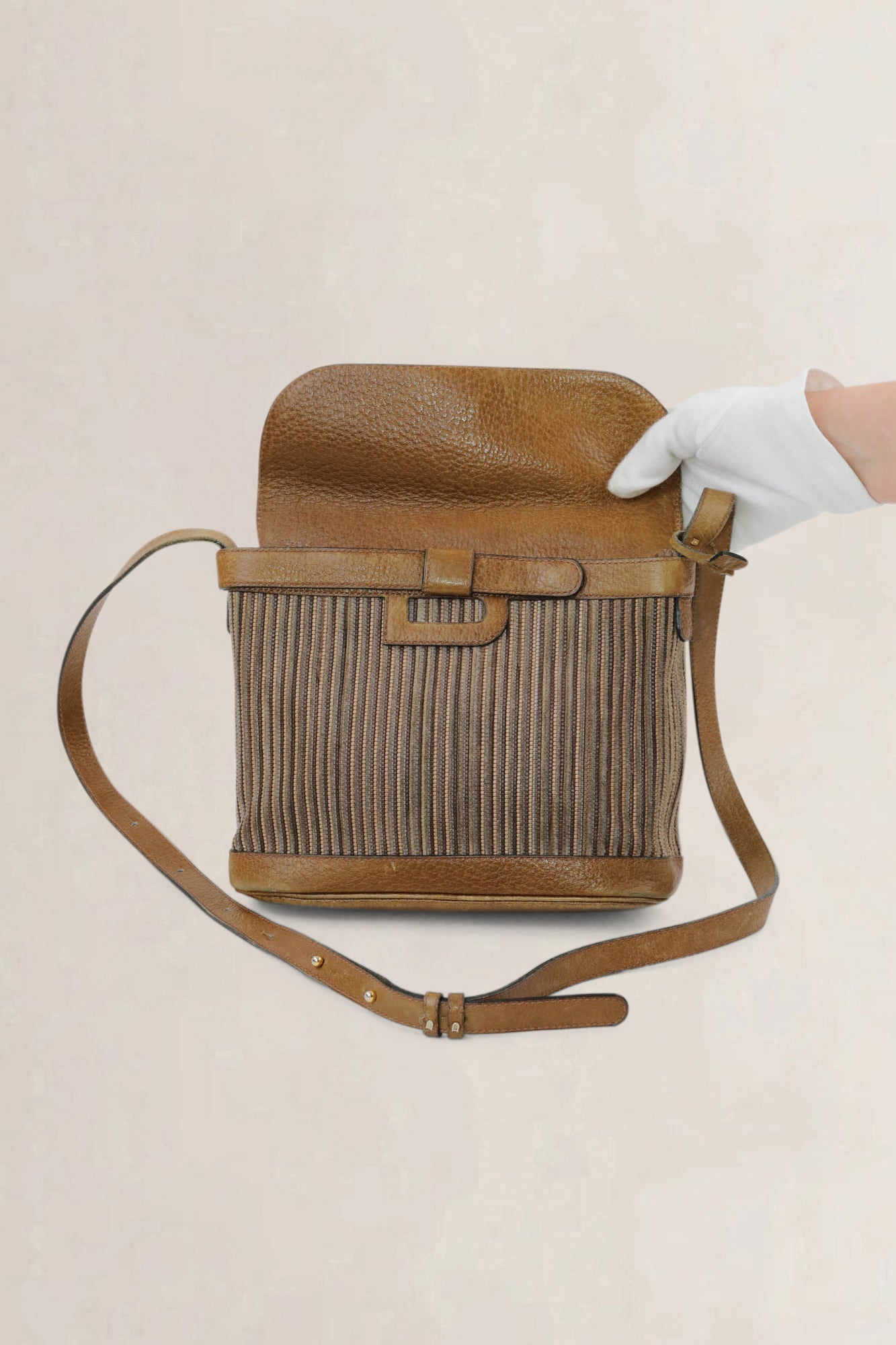 Delvaux Brown Toile De Cuir Crossbody Bag