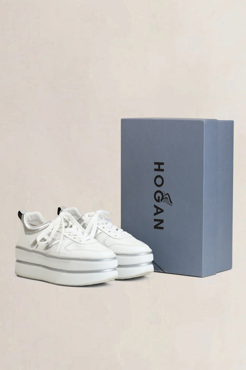 Hogan White/Metallic Sneakers