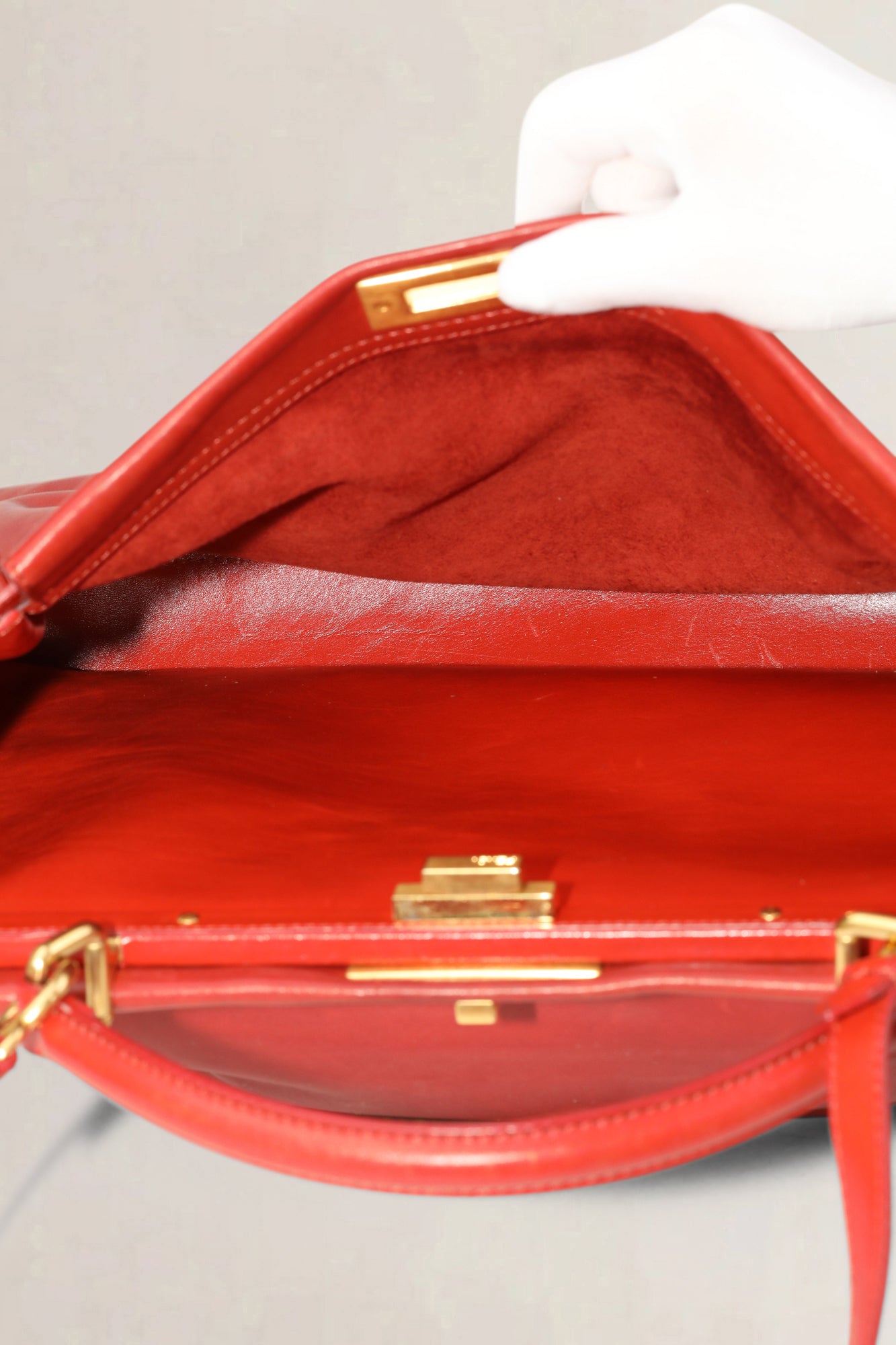 Fendi Red Peekaboo Large Shoulder Bag