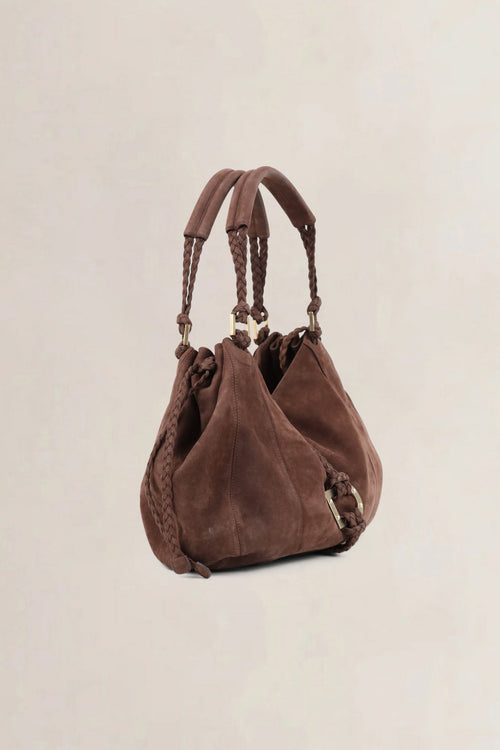 Delvaux Brown Nubuck Eugène GM Shoulder Bag