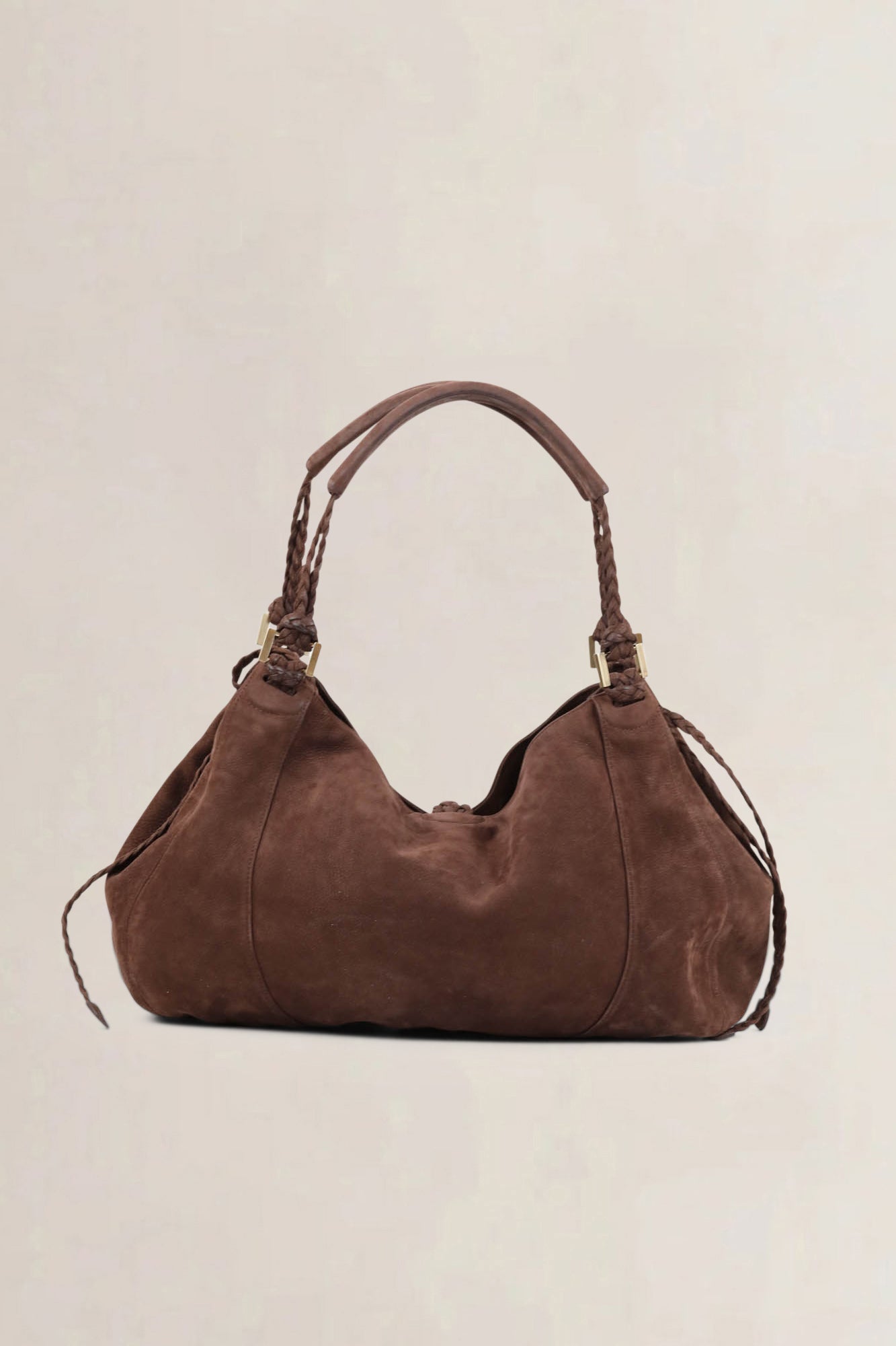 Delvaux Brown Nubuck Eugène GM Shoulder Bag
