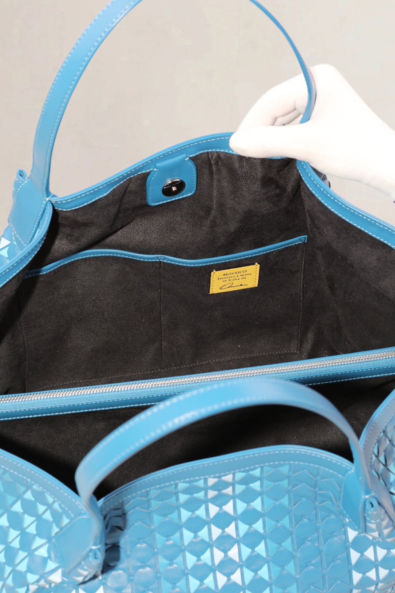 Bespoke Serapian Blue/Turquoise Unique Milano Secret Tote Bag