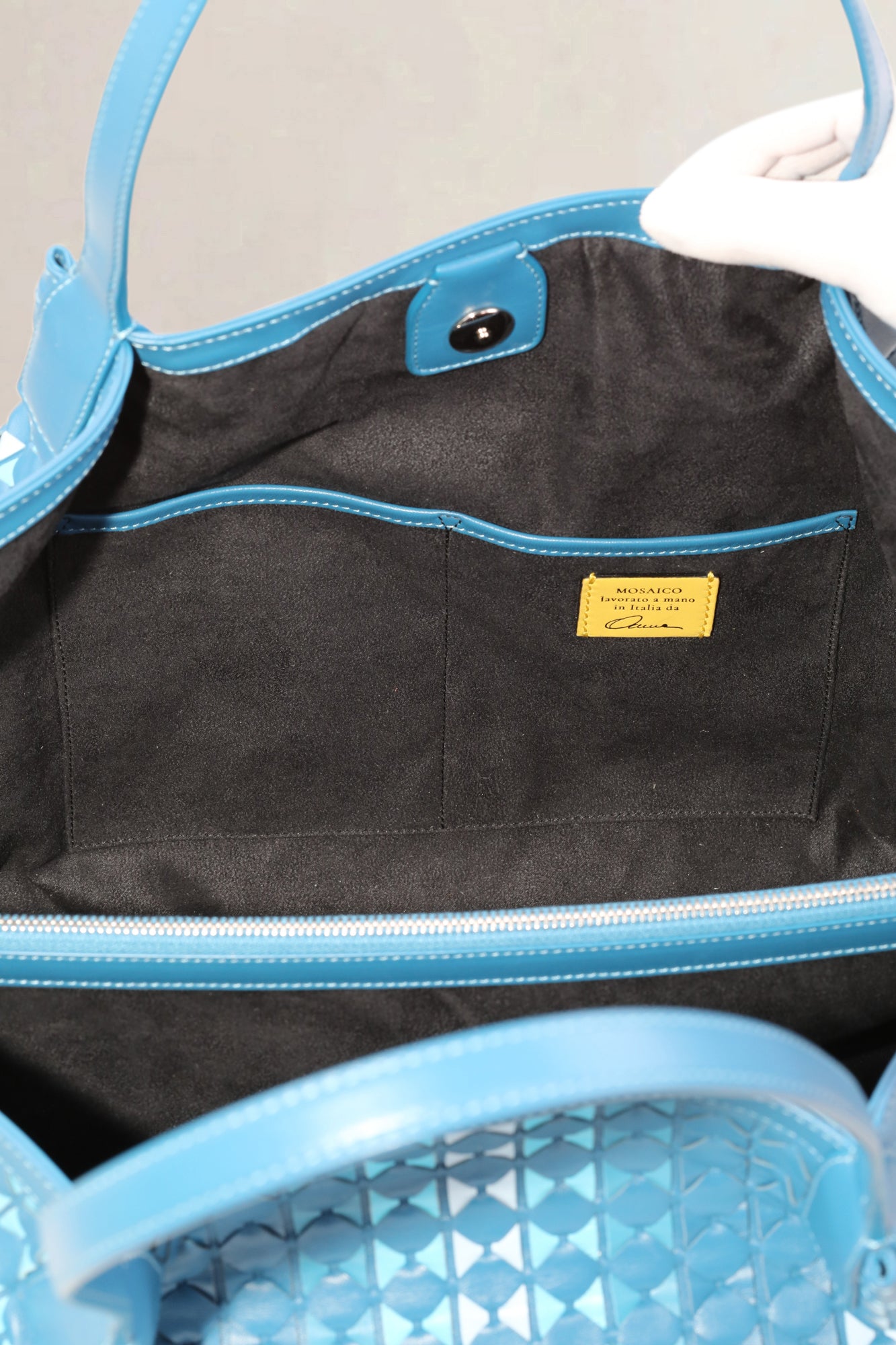 Bespoke Serapian Blue/Turquoise Unique Milano Secret Tote Bag