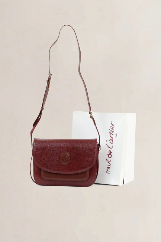 Cartier Vintage Burgundy Crossbody Bag