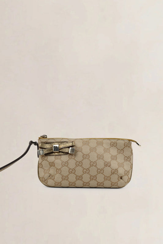 Gucci Brown Monogram Wrist Clutch