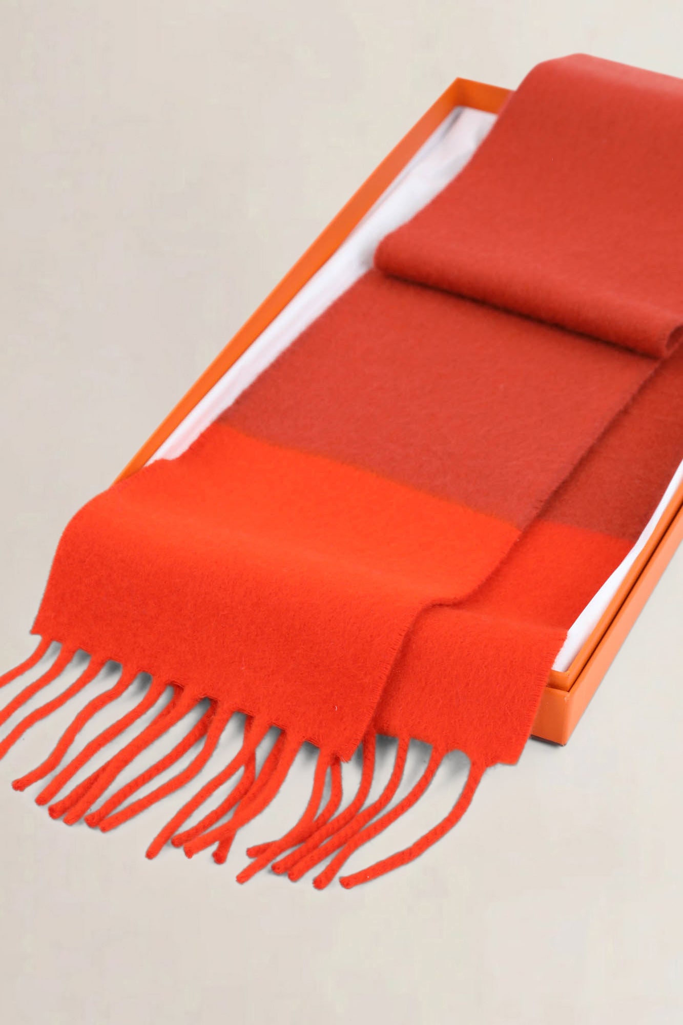 Hermès Orange/Red Cashmere Shawl