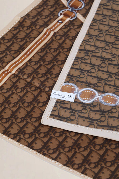 Christian Dior Brown Monogram Silk Scarf