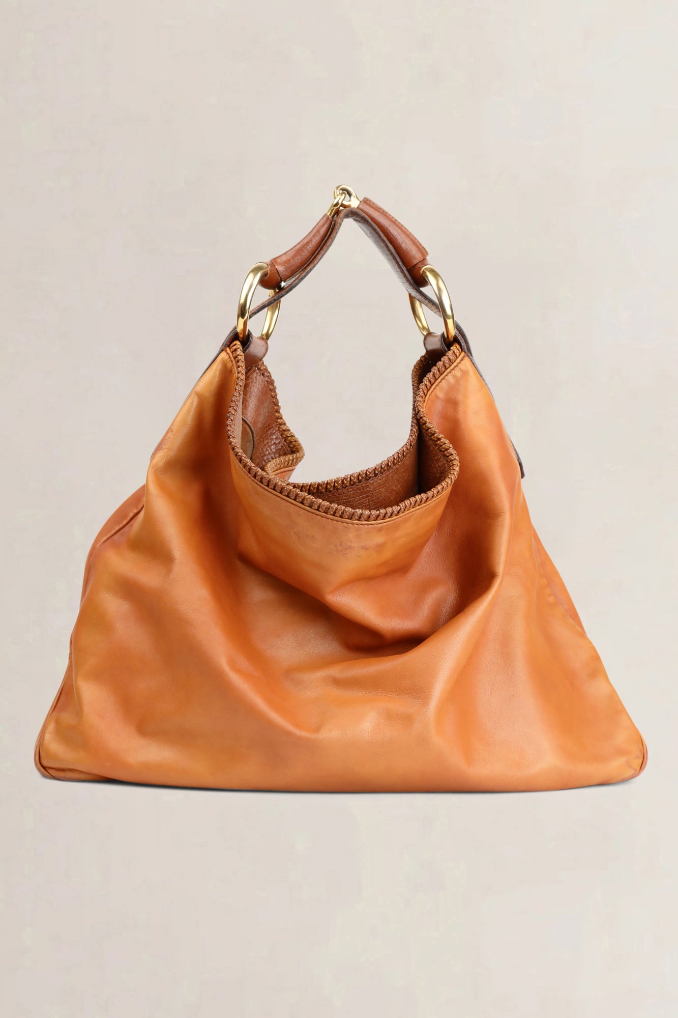 Gucci Brown Leather Horsebit Hobo Bag