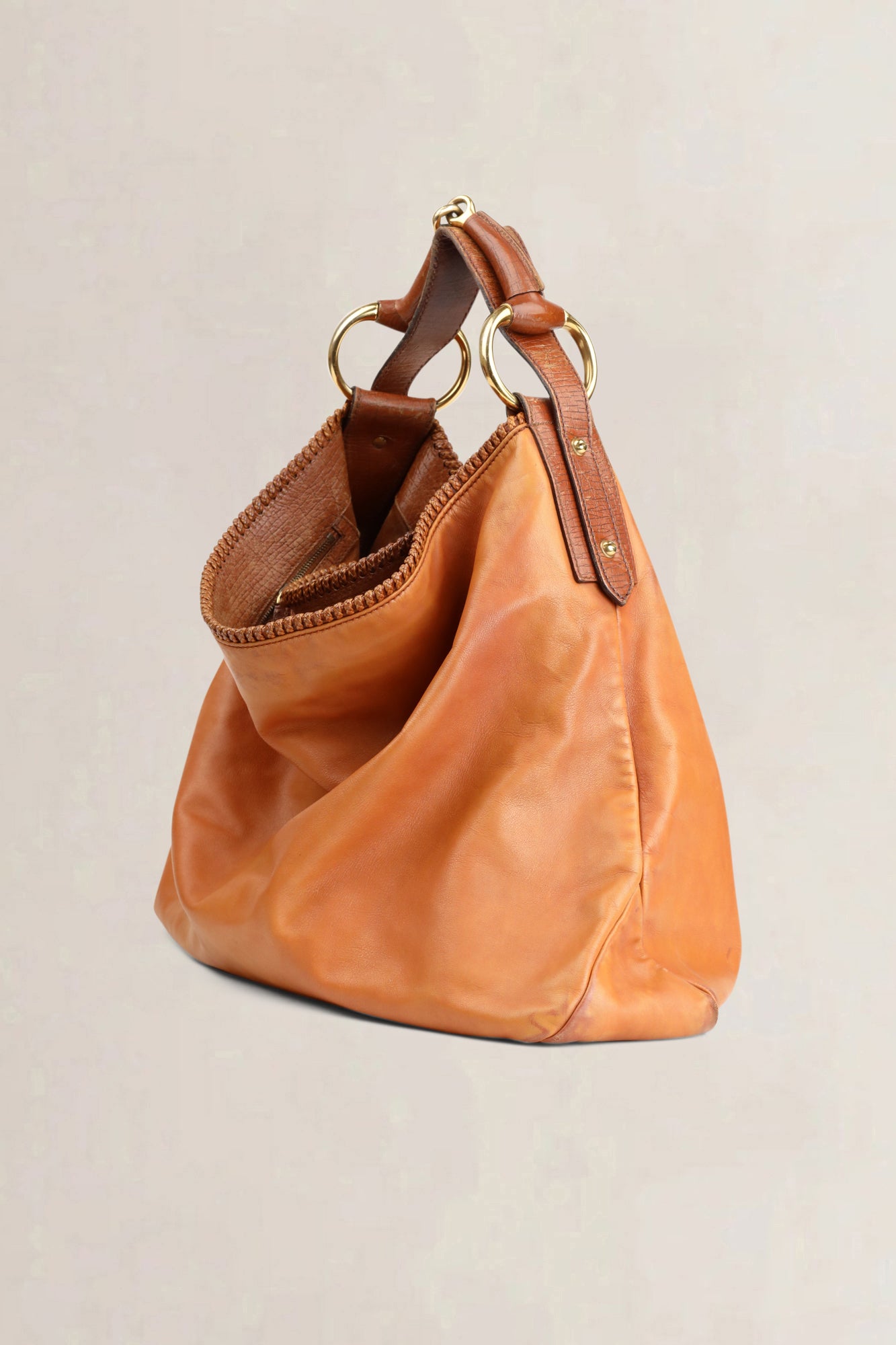 Gucci Brown Leather Horsebit Hobo Bag