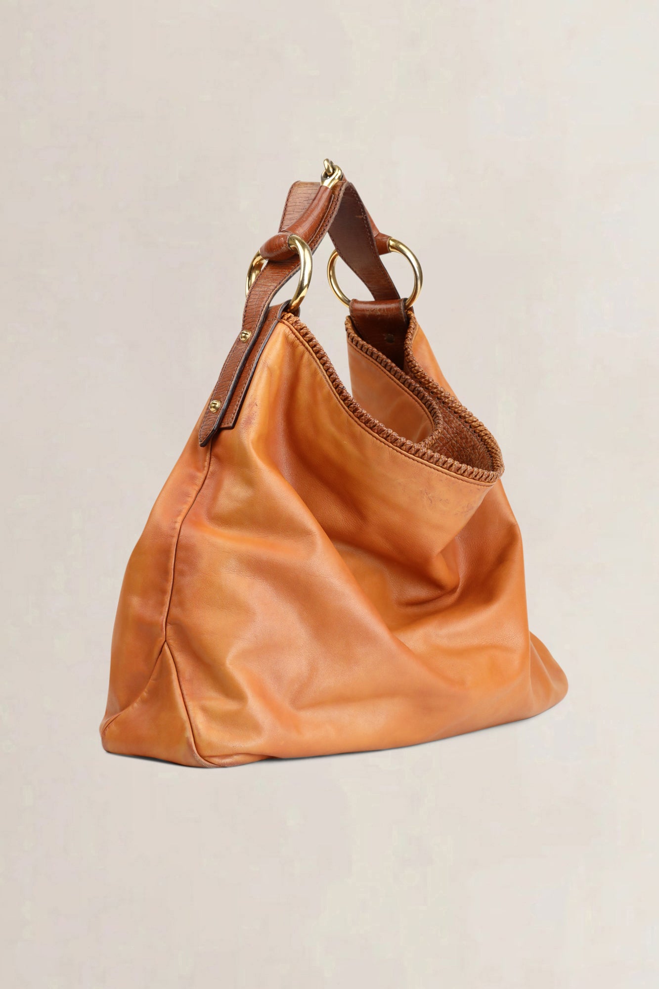 Gucci Brown Leather Horsebit Hobo Bag