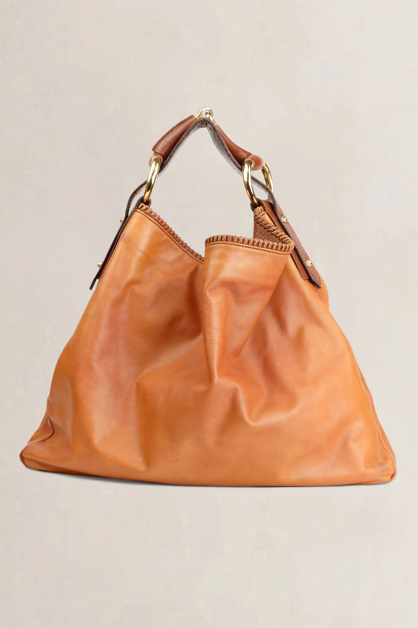 Gucci Brown Leather Horsebit Hobo Bag