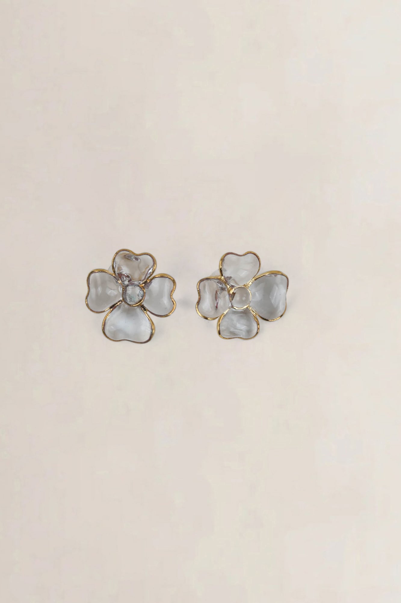 Transparent Flower Clip-On Earrings