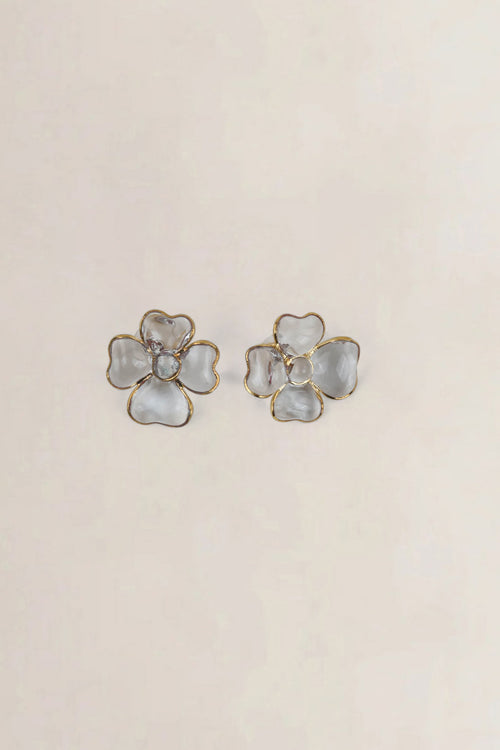 Transparent Flower Clip-On Earrings