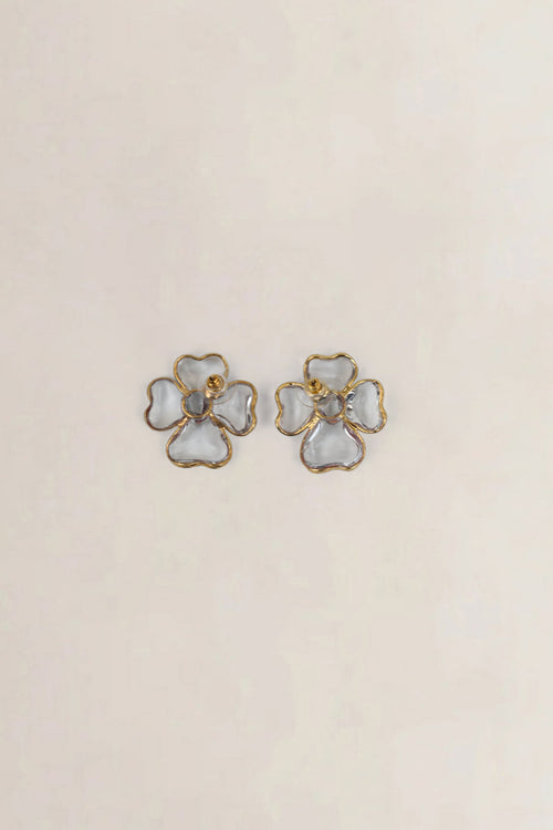 Transparent Flower Clip-On Earrings