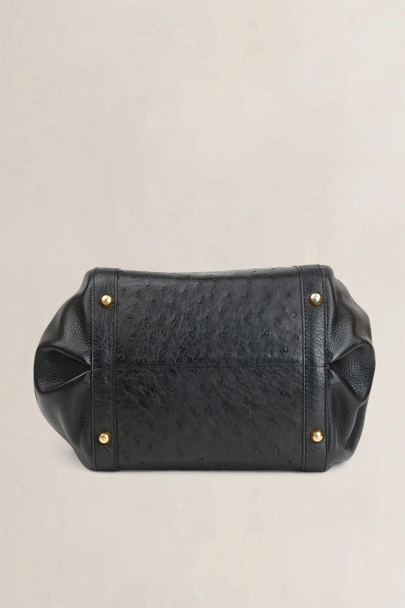 Delvaux Black Punch Ostrich Leather Shoulder Bag