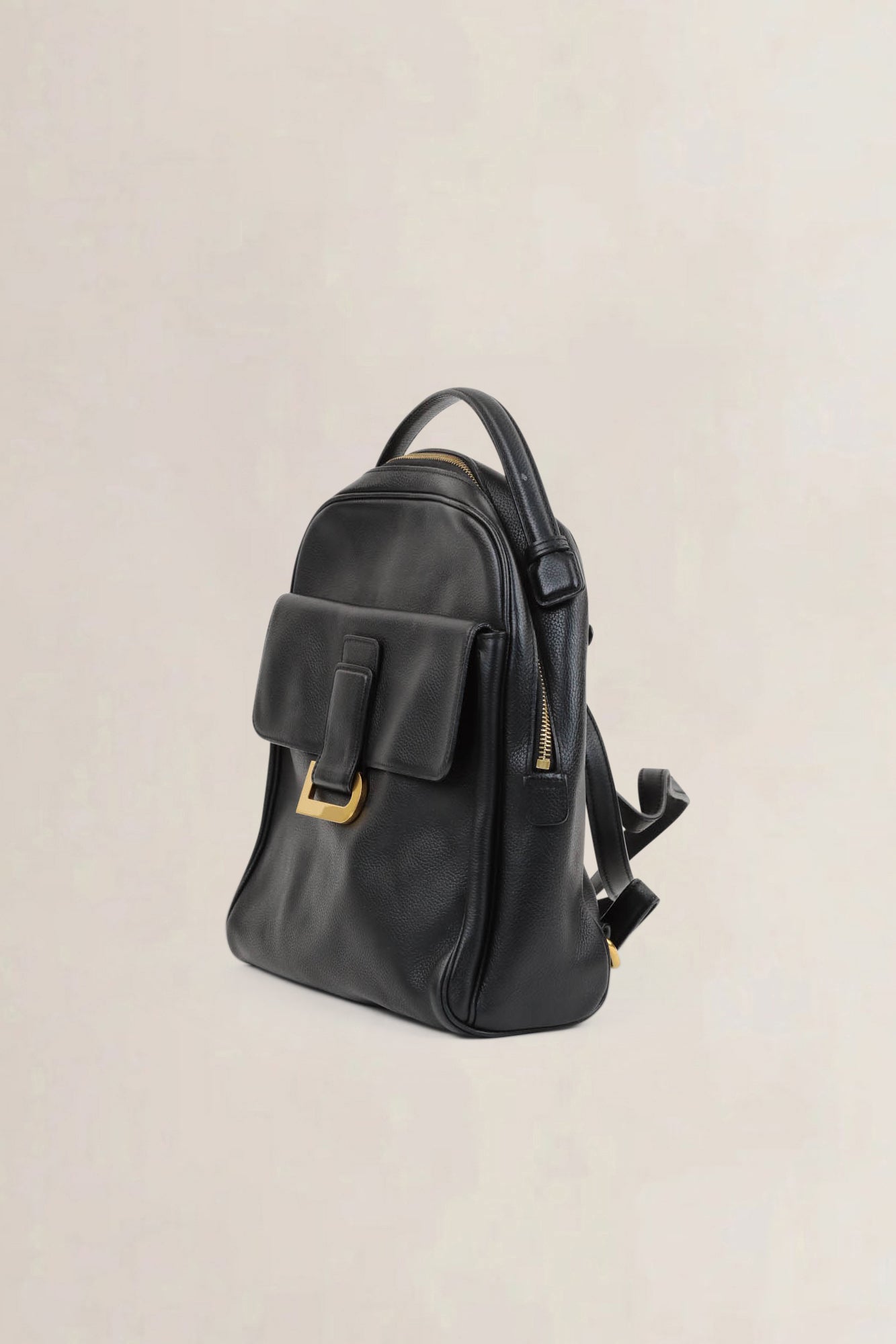 Delvaux Black Leather Onde Backpack