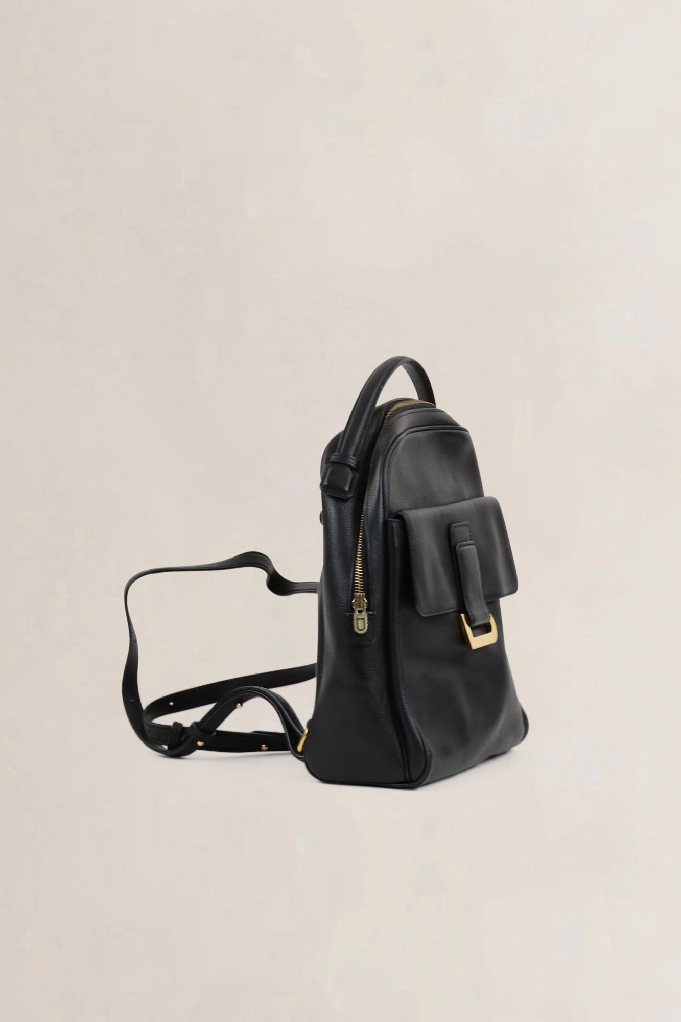 Delvaux Black Leather Onde Backpack