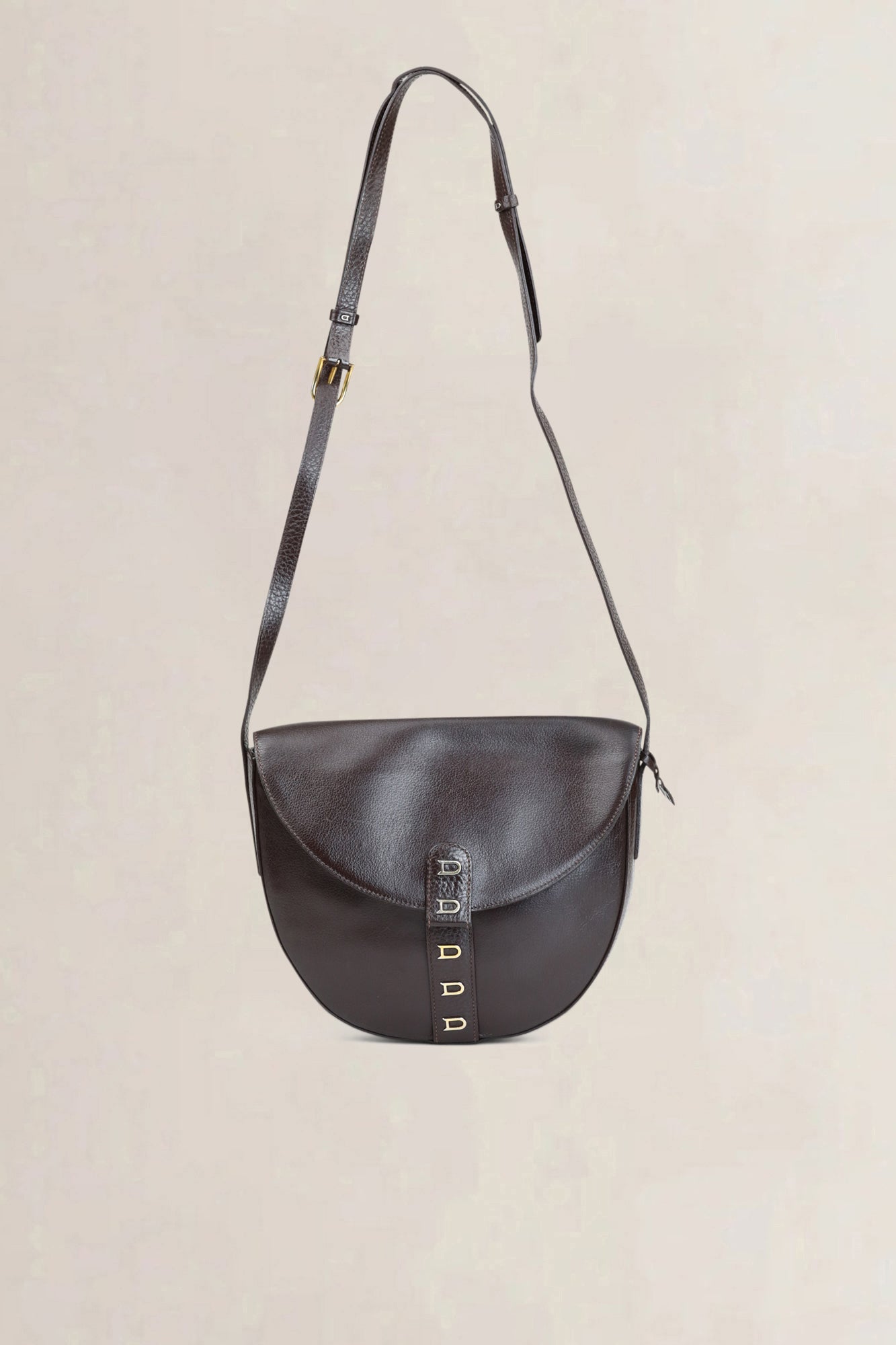 Delvaux Brown Leather "D" Crossbody Bag