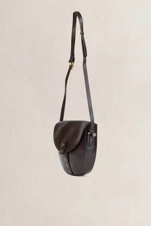 Delvaux Brown Leather "D" Crossbody Bag