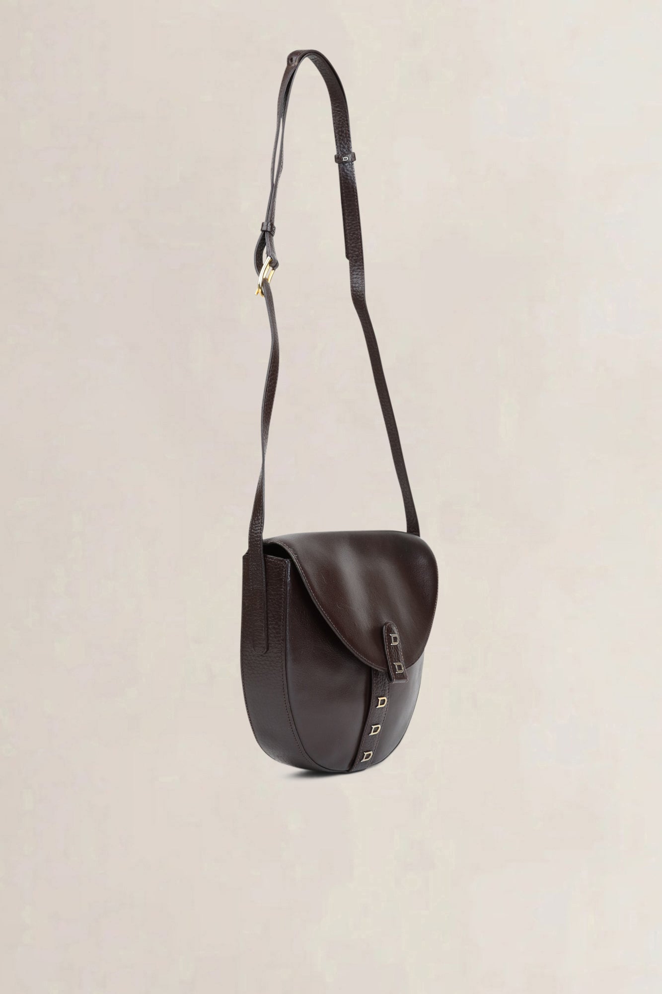 Delvaux Brown Leather "D" Crossbody Bag