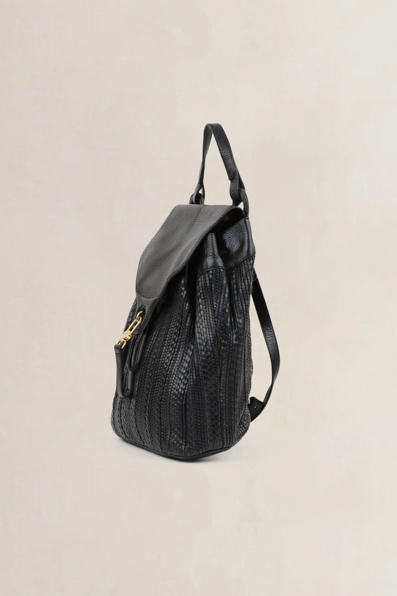 Delvaux Black Soleil Toile De Cuir Backpack