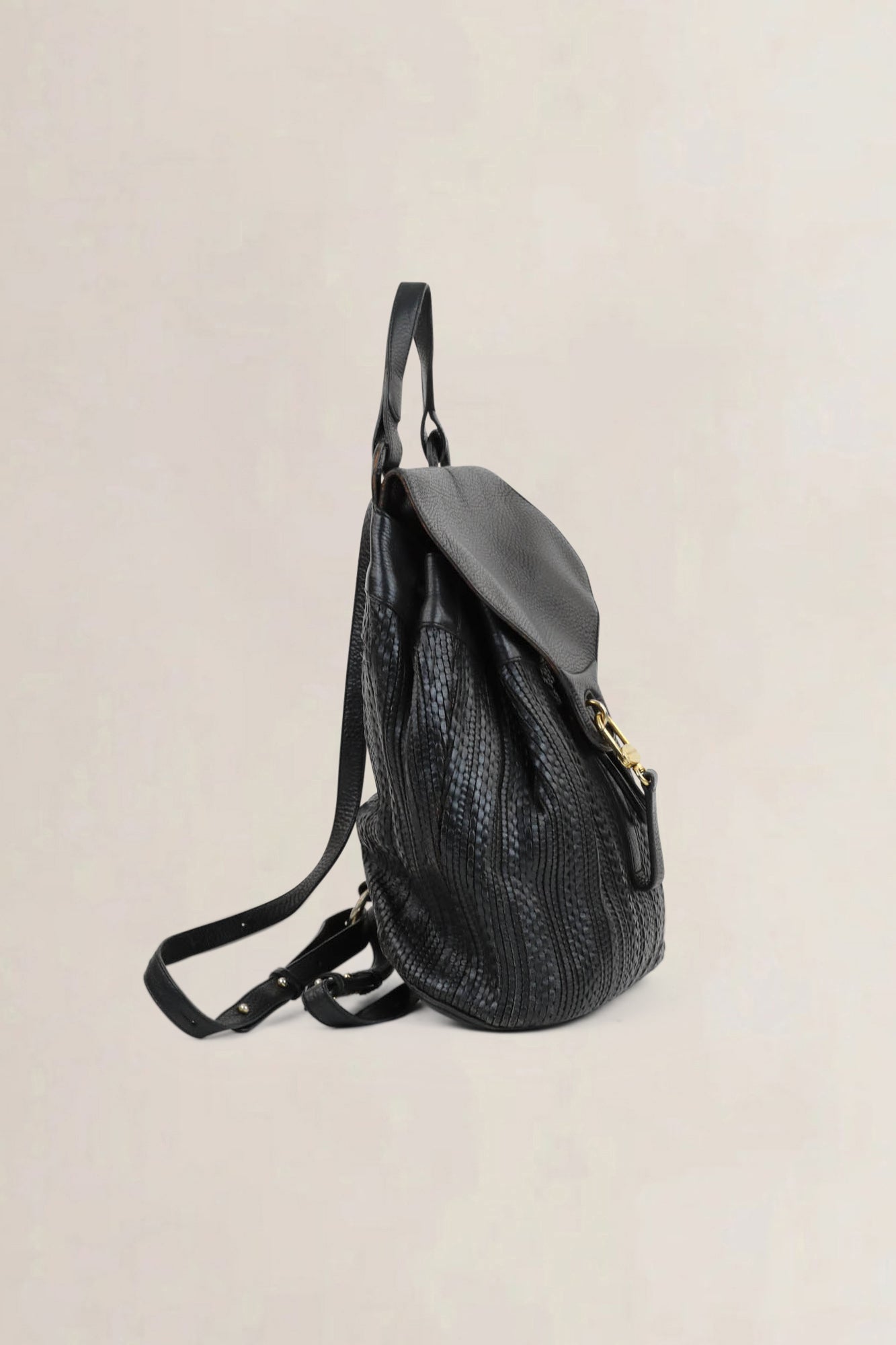 Delvaux Black Soleil Toile De Cuir Backpack