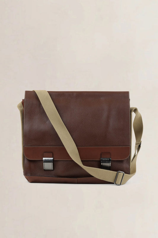 Deux de Delvaux Brown Messenger Bag