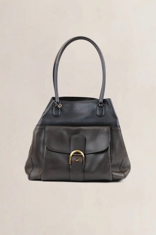 Delvaux Brown/Black Trompe L’Oeuil Shoulder Bag