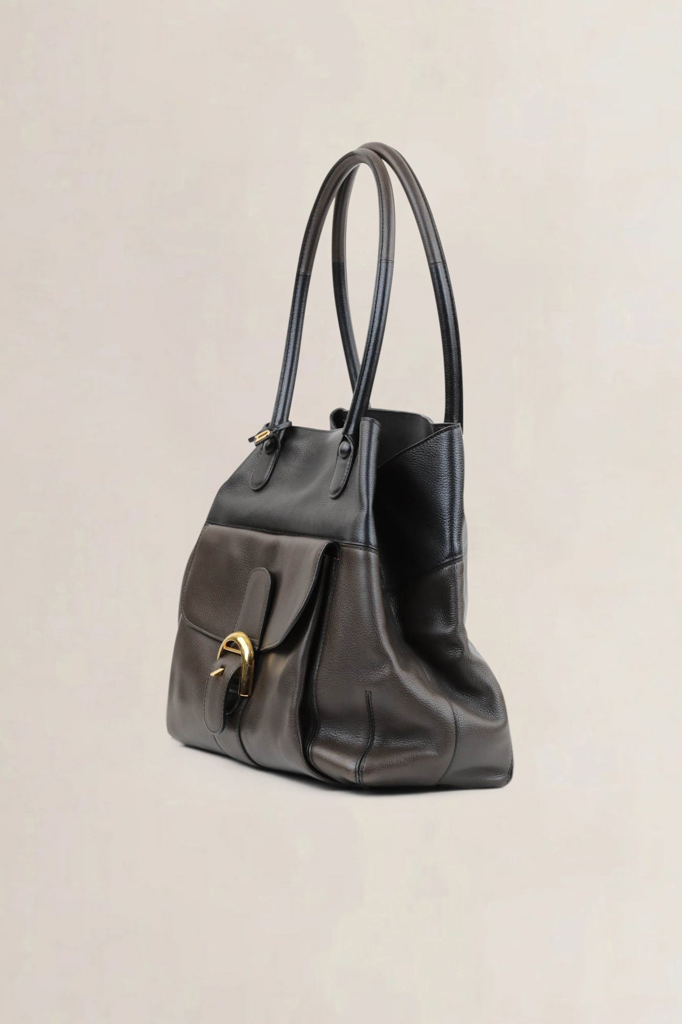 Delvaux Brown/Black Trompe L’Oeuil Shoulder Bag