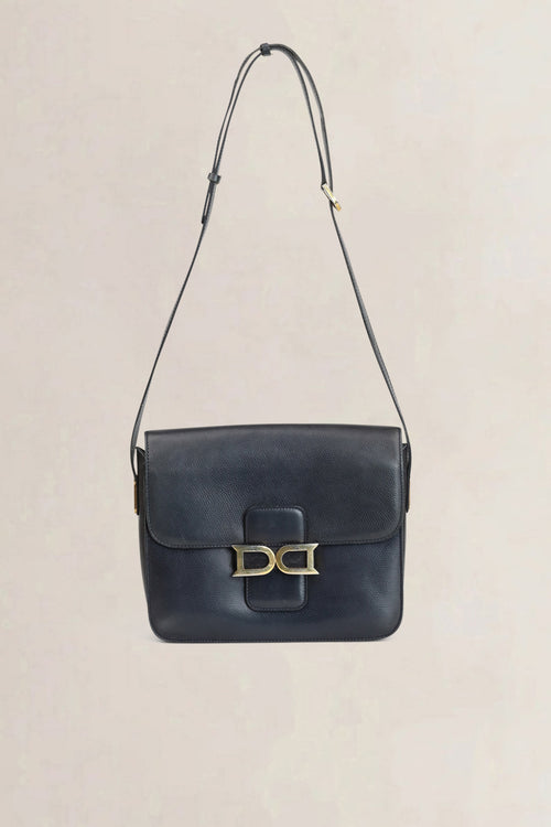 Delvaux Blauwe Leren Bourgogne Crossbody Tas