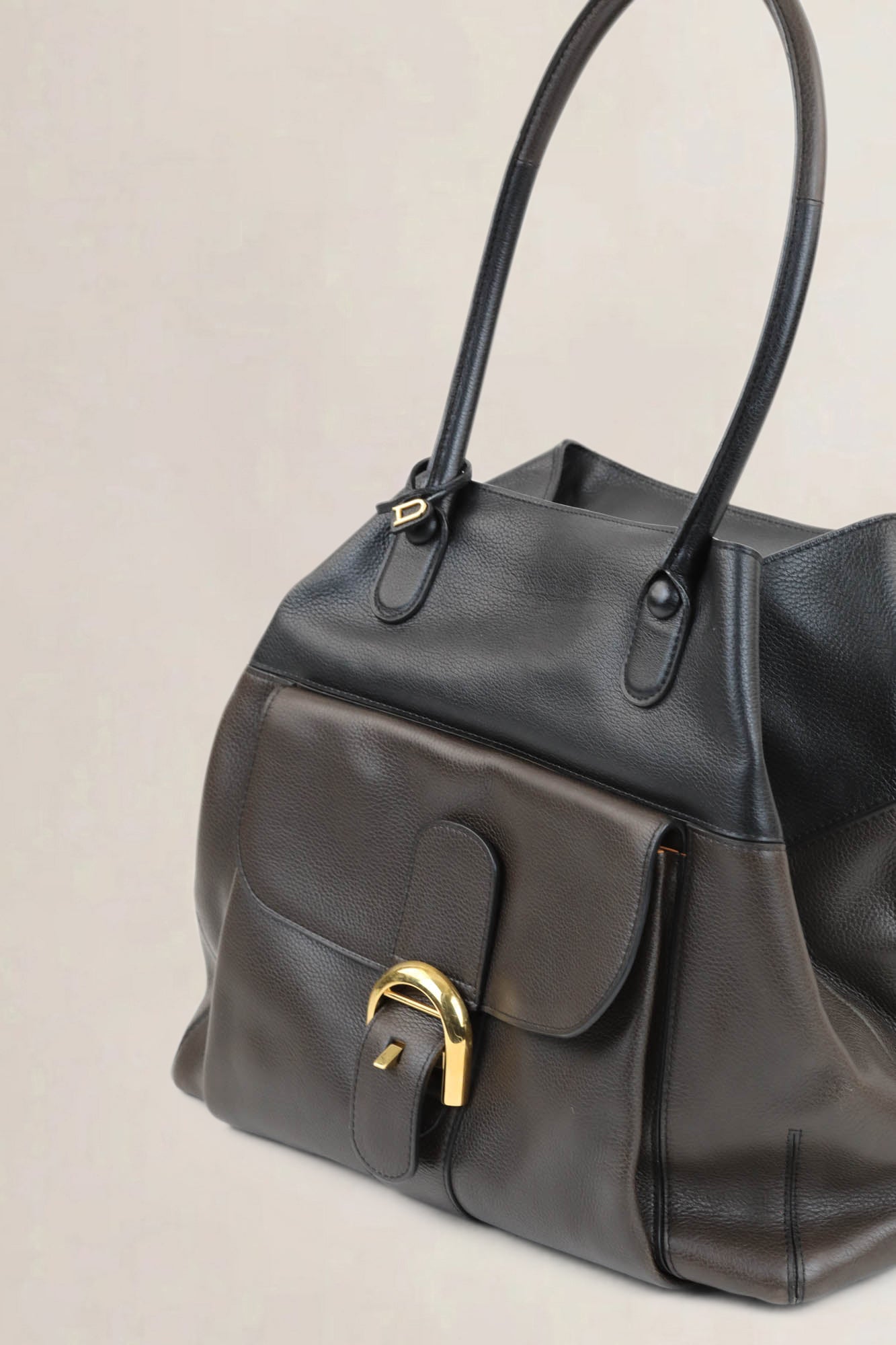 Delvaux Brown/Black Trompe L’Oeuil Shoulder Bag