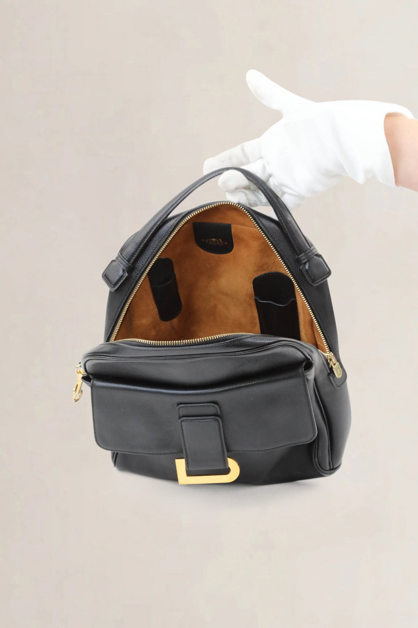 Delvaux Black Leather Onde Backpack