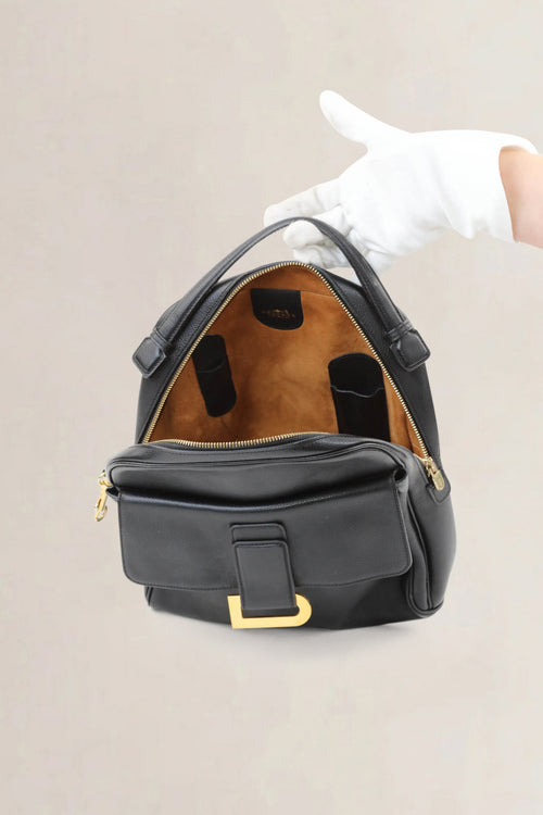 Delvaux Black Leather Onde Backpack