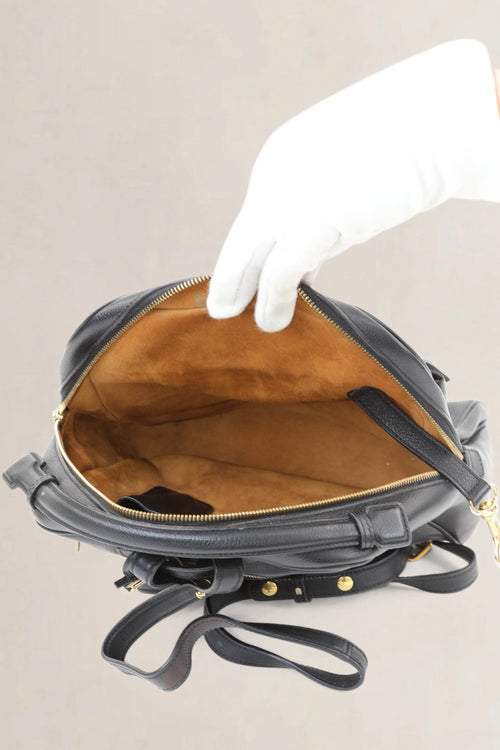 Delvaux Black Leather Onde Backpack