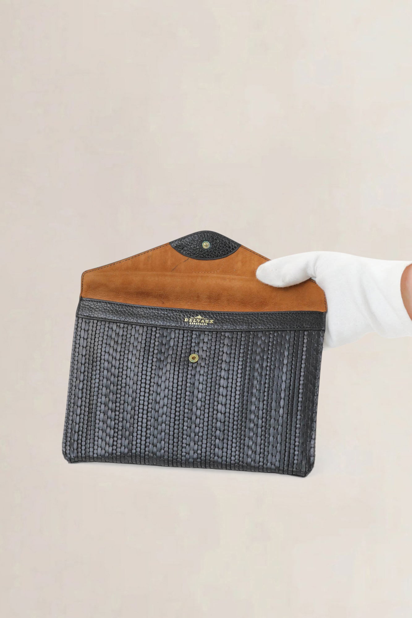 Delvaux Black Toile De Cuir Clutch