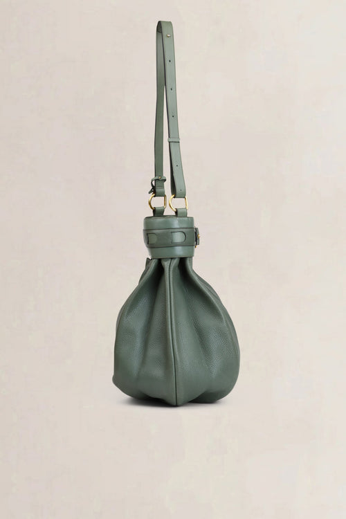 Delvaux Green Leather Ecole Shoulder Bag