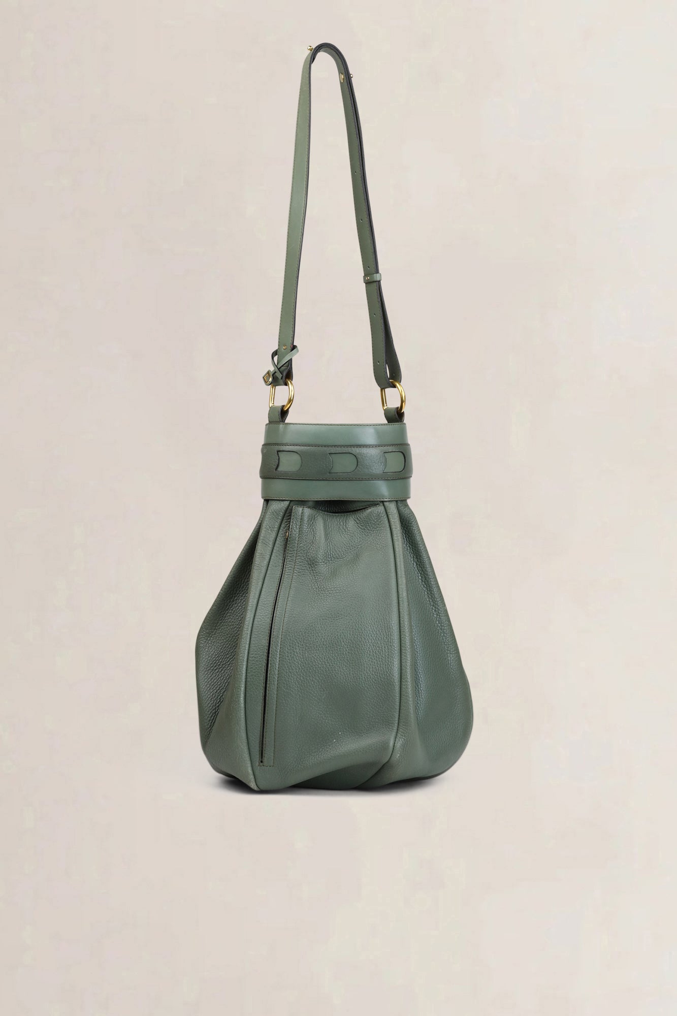 Delvaux Green Leather Ecole Shoulder Bag