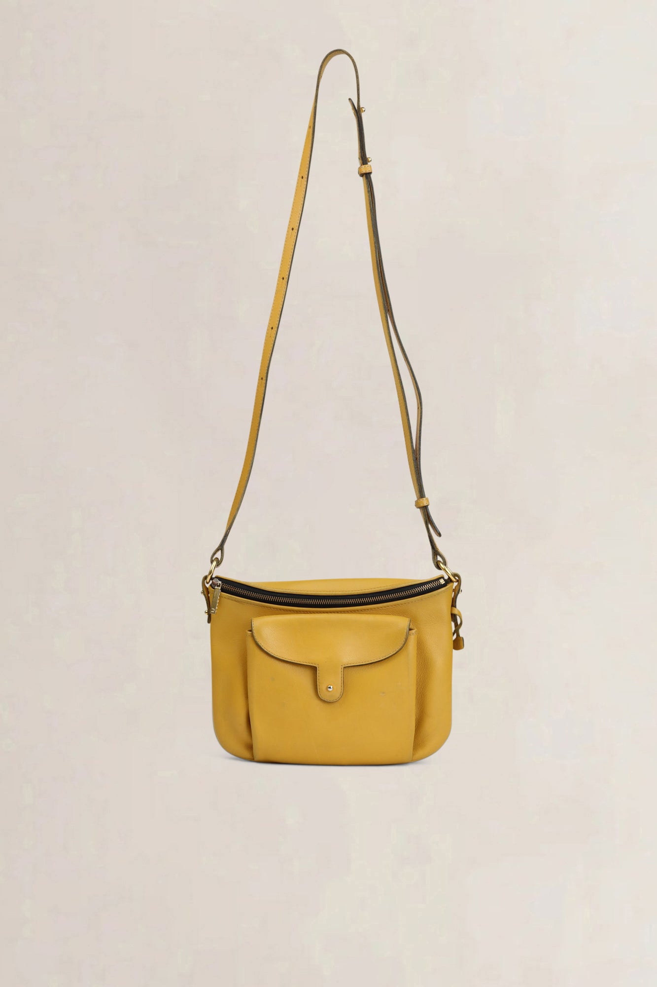 Delvaux Gele Leren Crossbody Tas