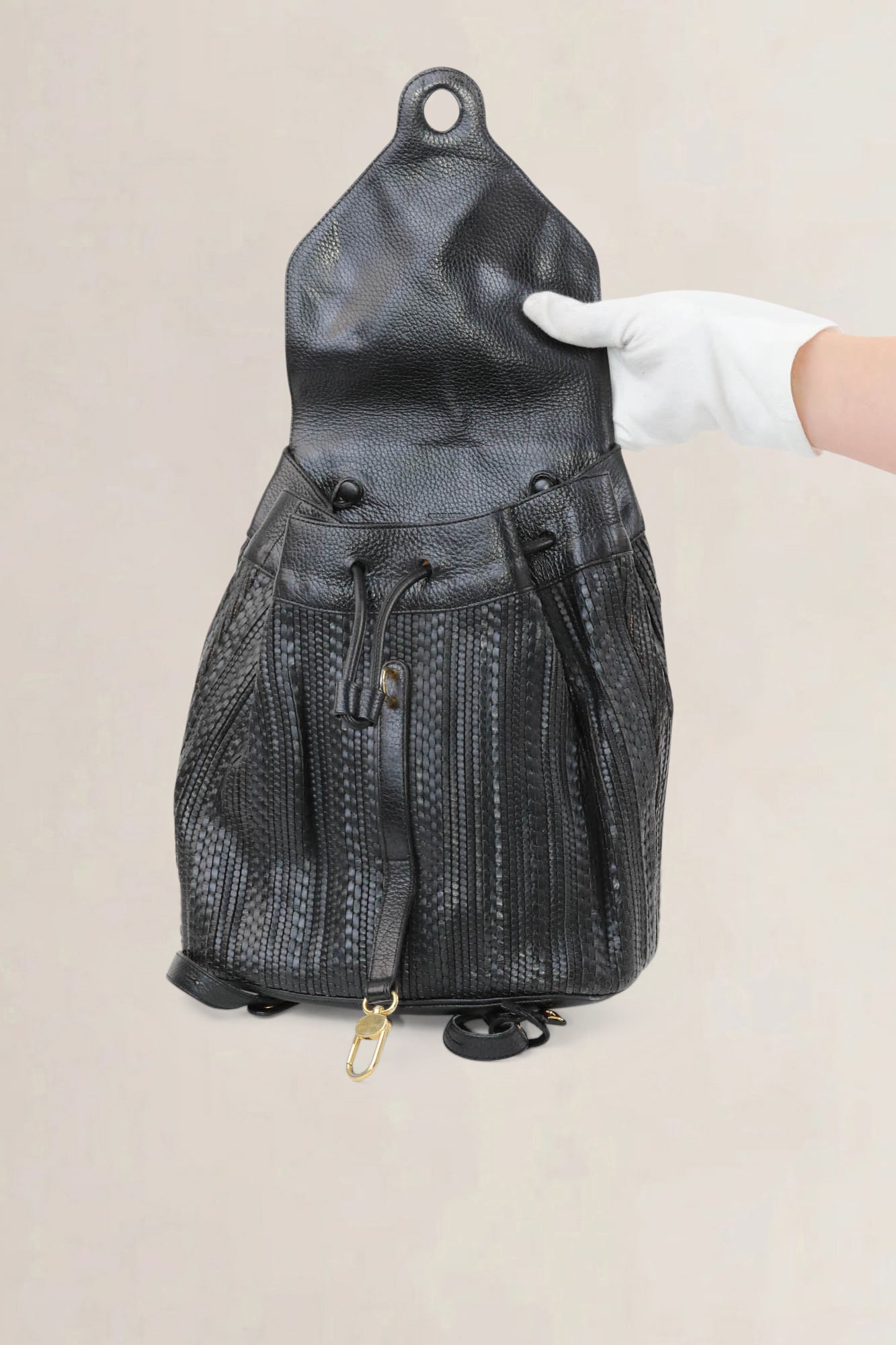 Delvaux Black Soleil Toile De Cuir Backpack