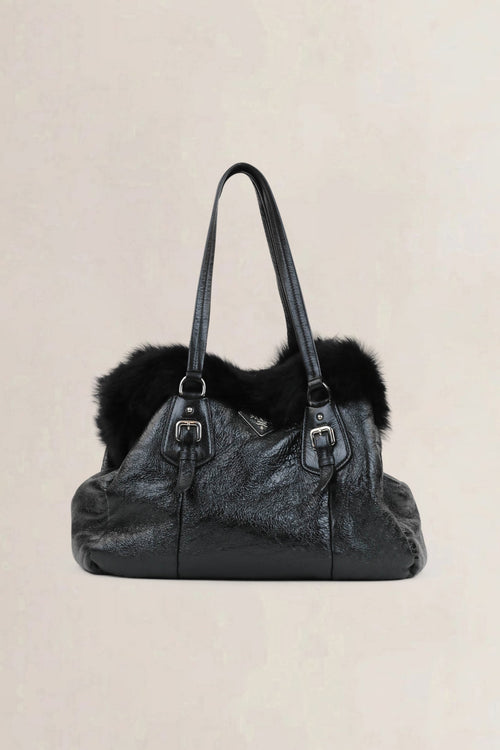 Prada Black Patent Leather Shoulder Bag