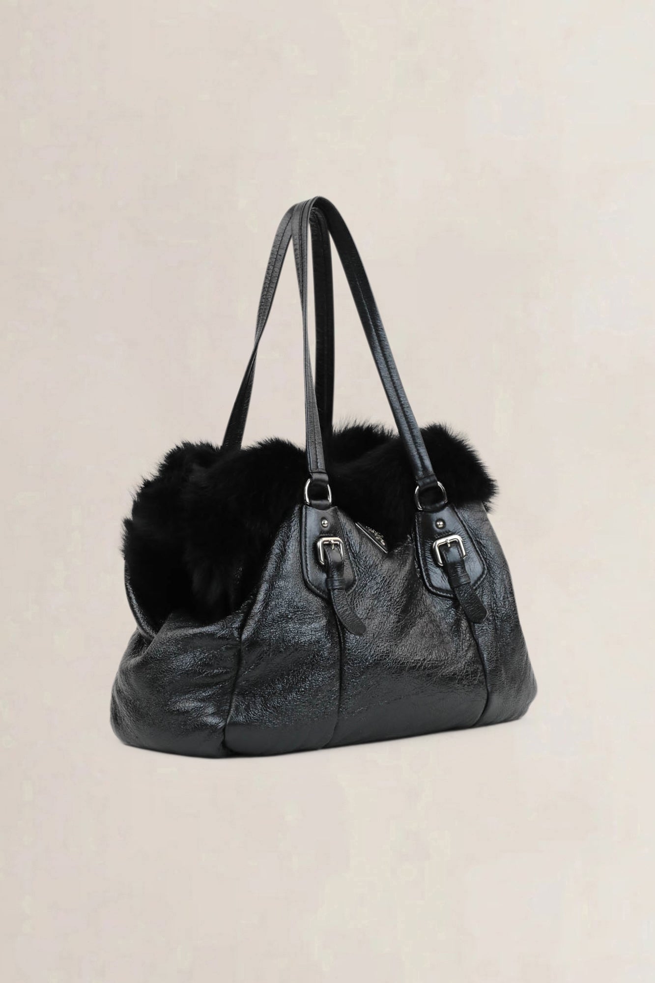 Prada Black Patent Leather Shoulder Bag