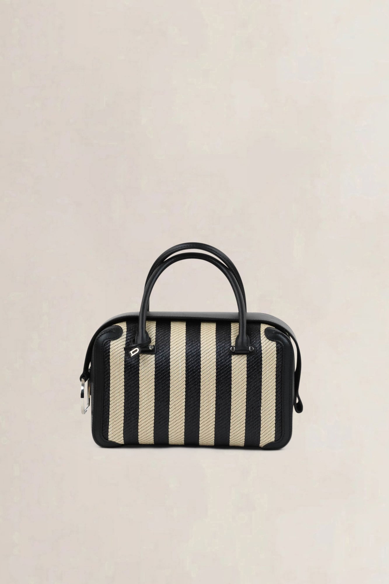 Delvaux Two-Tone Leather-Trimmed Stripe Raffia Coolbox MM Crossbody Bag