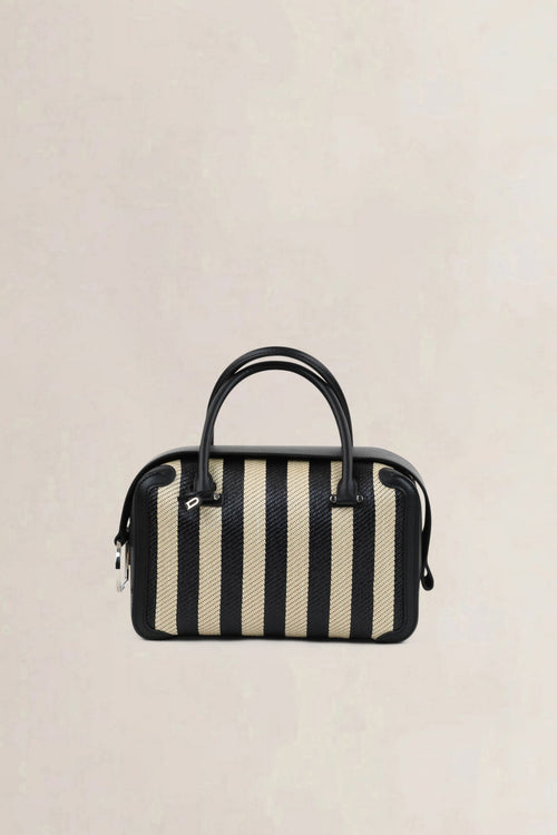Delvaux Two-Tone Leather-Trimmed Stripe Raffia Coolbox MM Crossbody Bag